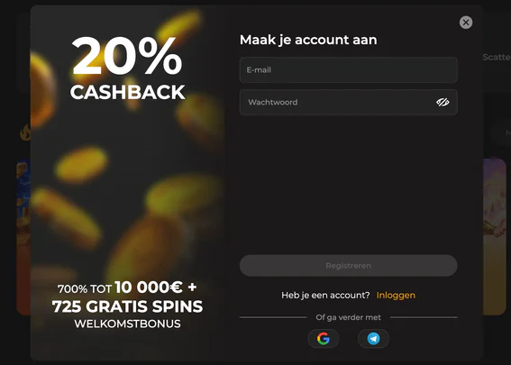 Eenvoudig en snel een account registreren bij SpinStar Casino