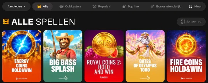 Populaire casinospellen en gokkasten spelen bij SpinStar Casino